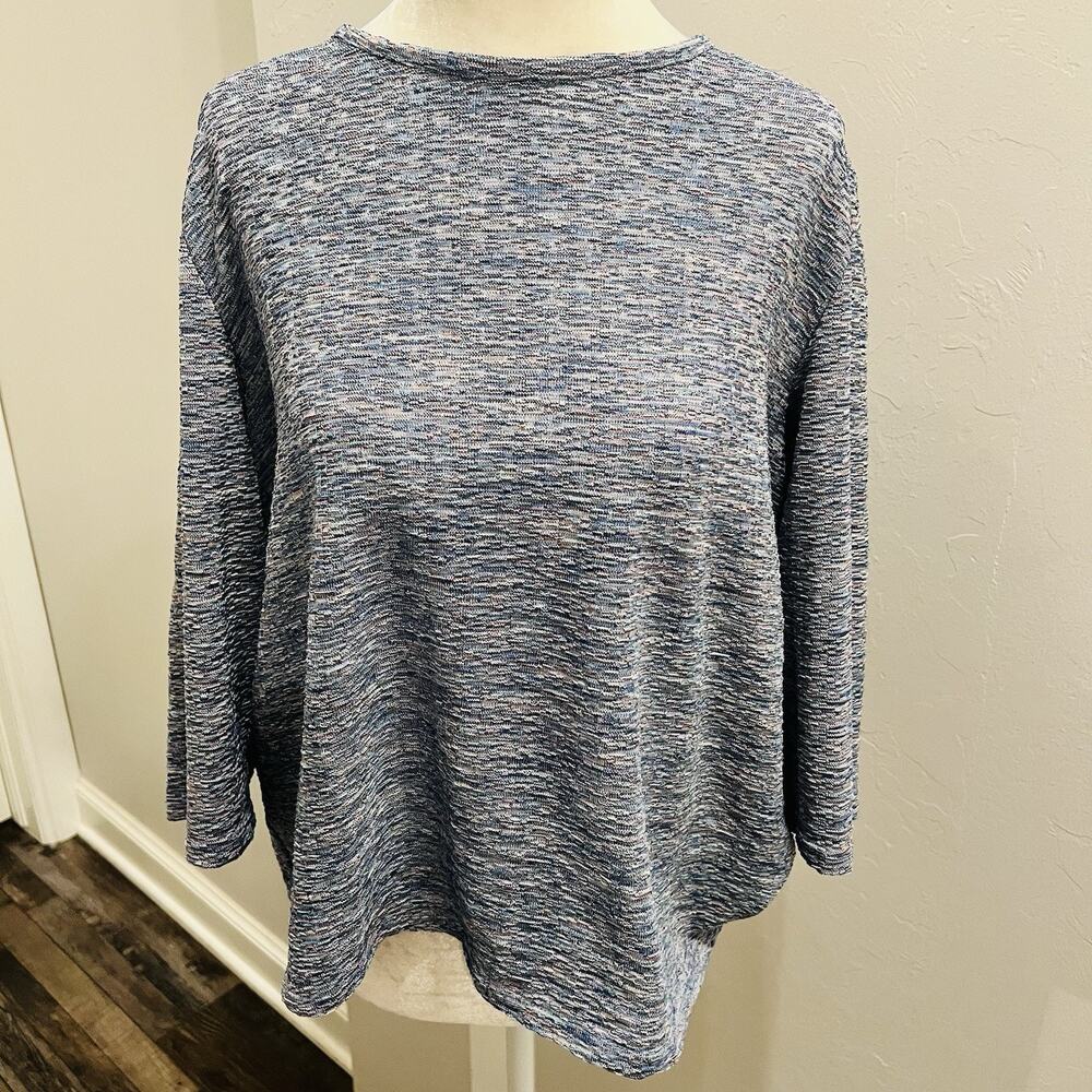 Allison Daley II Textured Knit Sweater Tunic Size 2X Blue Pink (A0132)